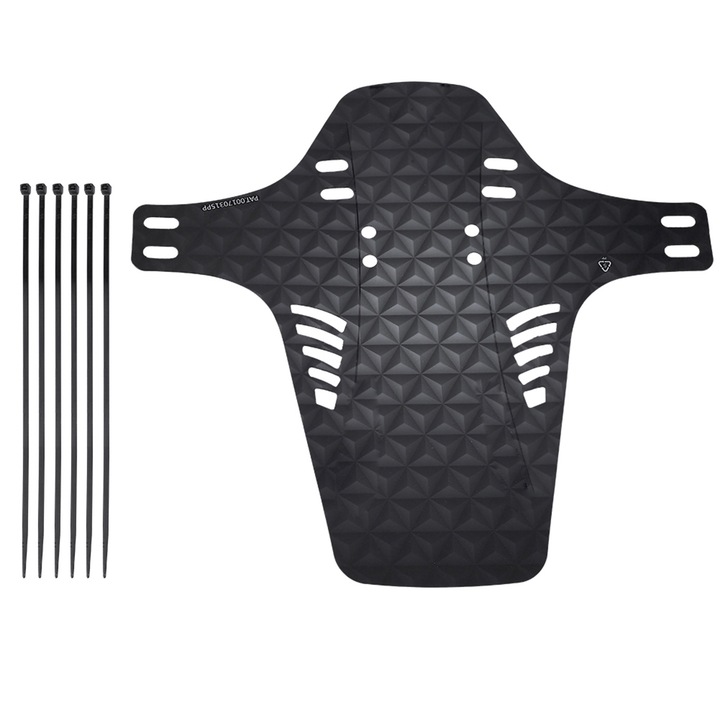 Aparatoare noroi spate pentru bicicleta din PP, universal, negru, 30 x 25 cm, set cu 6 coliere de plastic