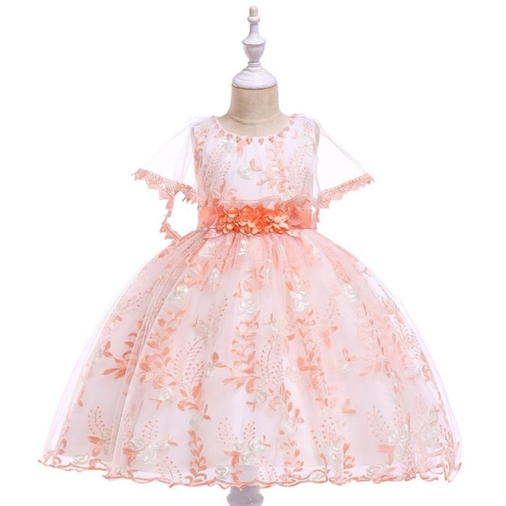 Rochie Ocazie SuperBaby, Orange Royal Collection, Fara maneca, Alb, Portocaliu, Alb/Portocaliu