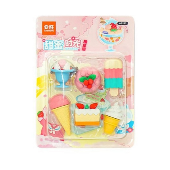 Set 6 radiere dragute, LEAN, model dulciuri, multicolor