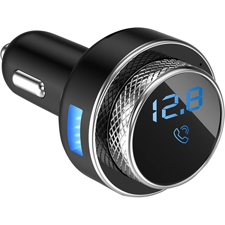 Bluetooth 5.0 FM adó, 2 portos USB autós töltő, MP3 zene támogatás, több biztosítékos védelem, 12V-24V
