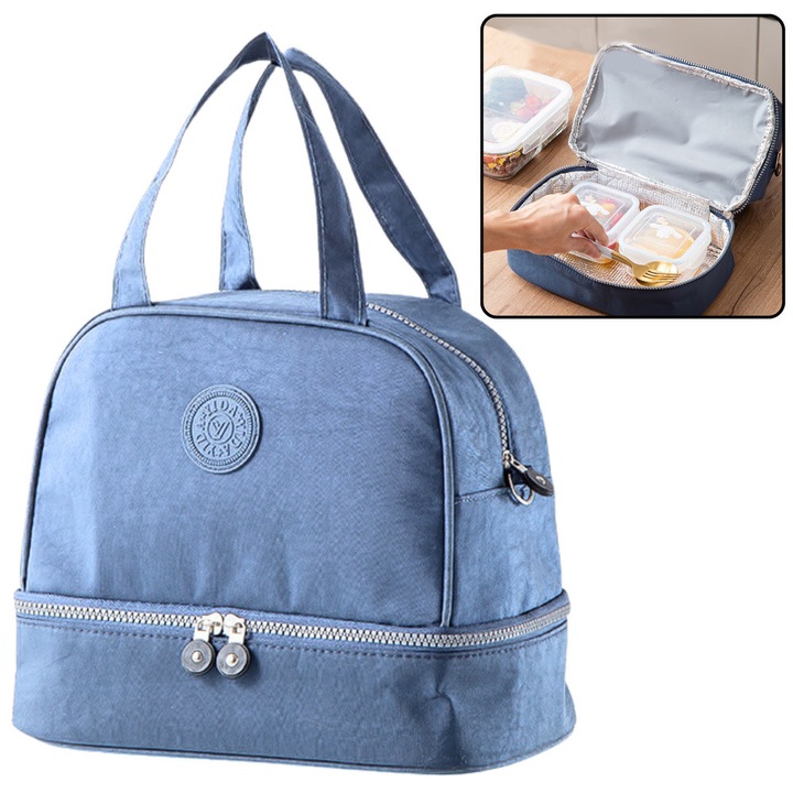 Термо чанта, LEAN, синя, 27x25x16см, с две отделения, регулируема презрамка