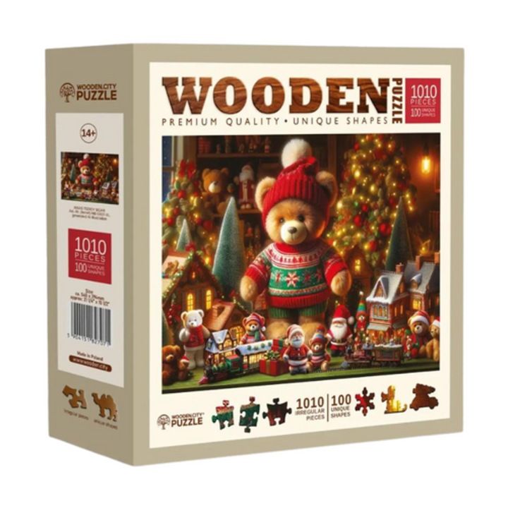 Wooden City 1010 db-os fa puzzle - Karácsonyi mackó (NB0807-XL)