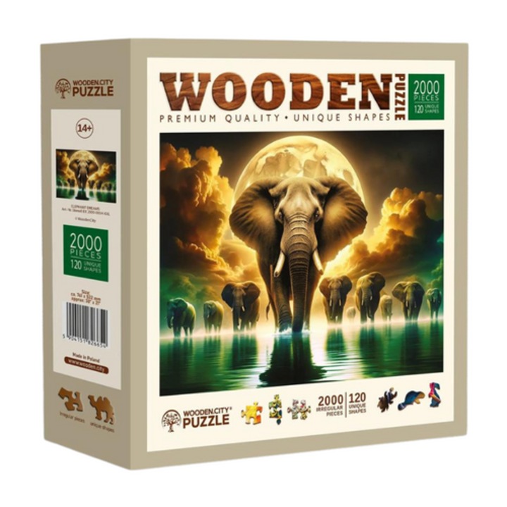 Wooden City 2000 db-os fa puzzle - Elefántok álmai (EX2000-0034-XXL)