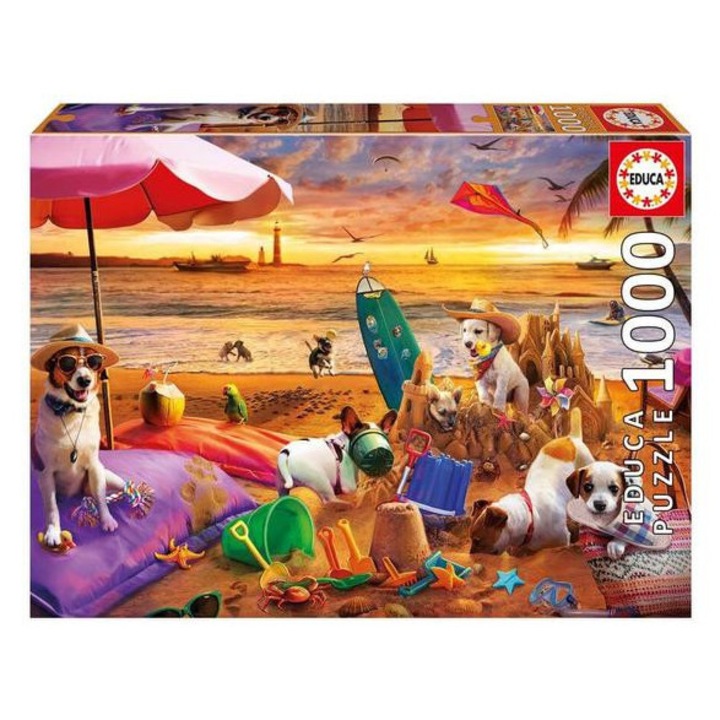 Пъзел, Educa, Кучета играят на плажа, 1000 части