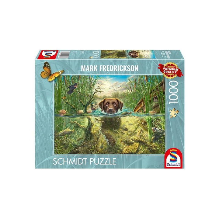 Puzzle Schmidt 1000 de piese - Dog's Life - Labrador brun in apa rece