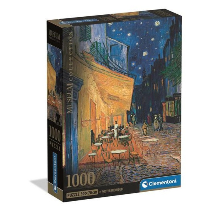 Компактен пъзел Clementoni от 1000 части - Музейна колекция - V. Gogh Cafe Terrace (39969)