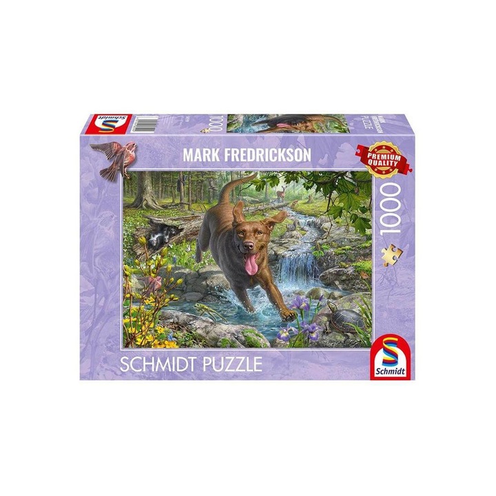 Puzzle Schmidt 1000 de piese - Dog's Life - Plimbare de primavara cu Labrador Retriever (58559)