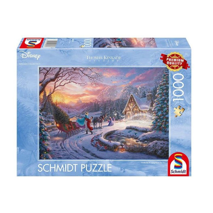Puzzle Schmidt 1000 piese - Disney - Cenusareasa - Aducand acasa de Craciun, Thomas Kinkade (58035)