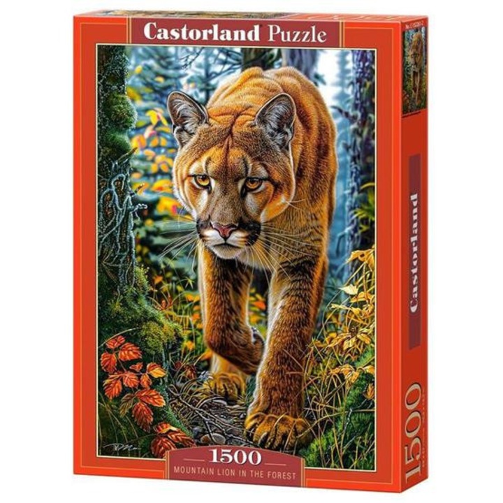 Puzzle 1500 elemente, Castor, Mountain Lion In The Forest, 68x47cm, pentru copii si adulti