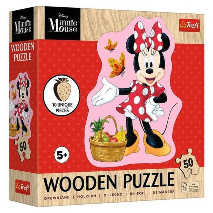 Trefl 50 db-os Wooden Contour Fa Puzzle - Minnie Mouse (20279)