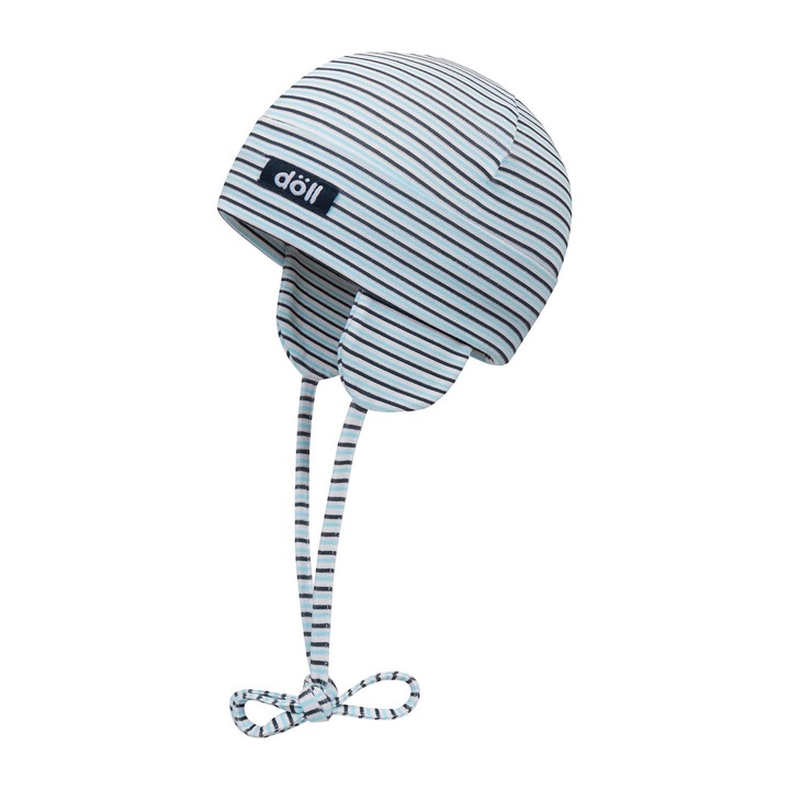 Caciula pentru copii, Doll, albastru deschis cu dungi bleumarin, bumbac/elastan, reglabila