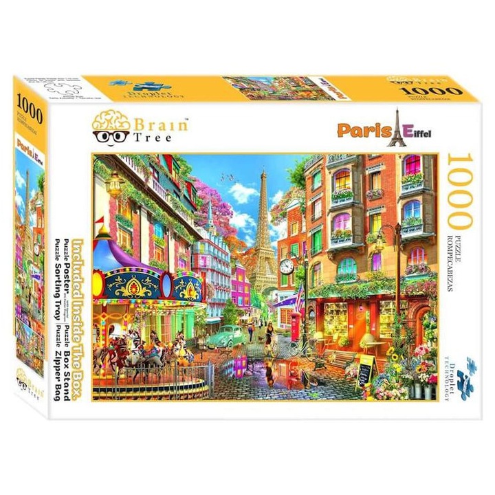 Пъзел Brain Tree от 1000 части - Париж, Айфеловата кула (2102119)