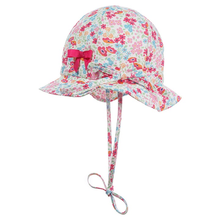 Gyerek sapka, virágok, rózsaszín, 100% pamut, szett