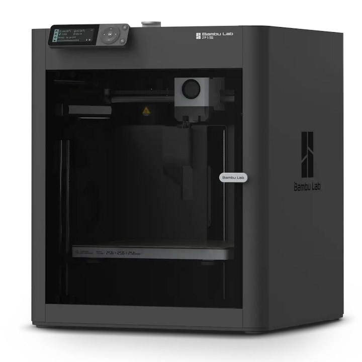 3D принтер Bambu Lab P1S, автоматично калибриране, обем 256x256x256 мм, максимална скорост 500 мм/сек, вградена камера