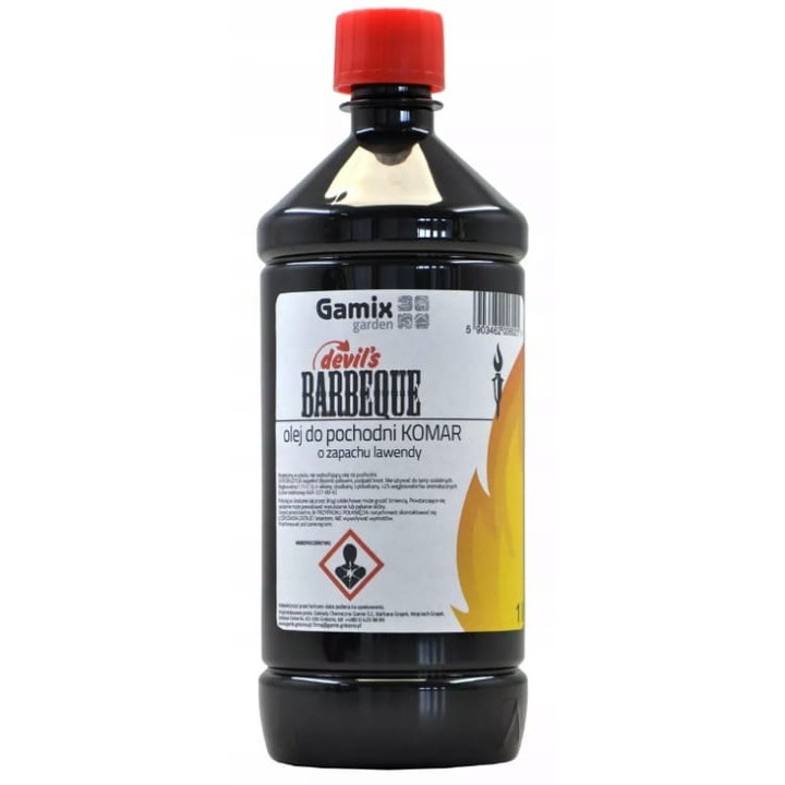 Olej Parafina Gamix, 1L pentru lampi si pochodni, cu miros de lavanda, eficient impotriva tantarilor