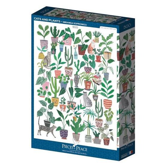 peaceandpeaceページ Puzzle Pieces & Peace cu 500 de piese - Pisici si plante (0091