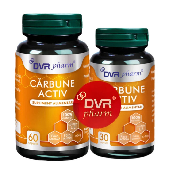 Carbune Activ DVR Pharm 30+60 cps, detoxifiere, sustinere intestinala