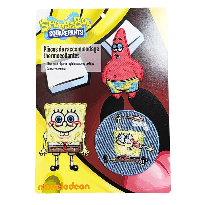 Set de aplicatii textile termoadezive, 3 buc., SpongeBob