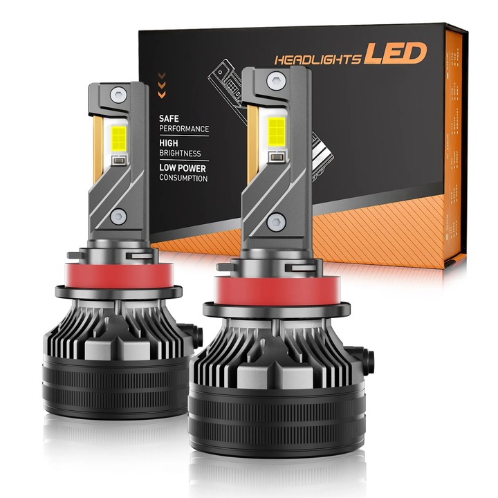 Комплект 2 LED крушки, H7, 31 000 Lm, 12V, 2 x 65W, 6000К, 76.5 x 36 мм, CSP 3570 чип