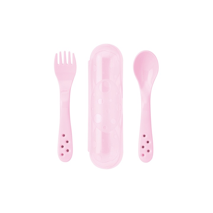 2 db-os ergonomikus kanálkészlet Saro Baby, tárolódoboz, műanyag, rózsaszín