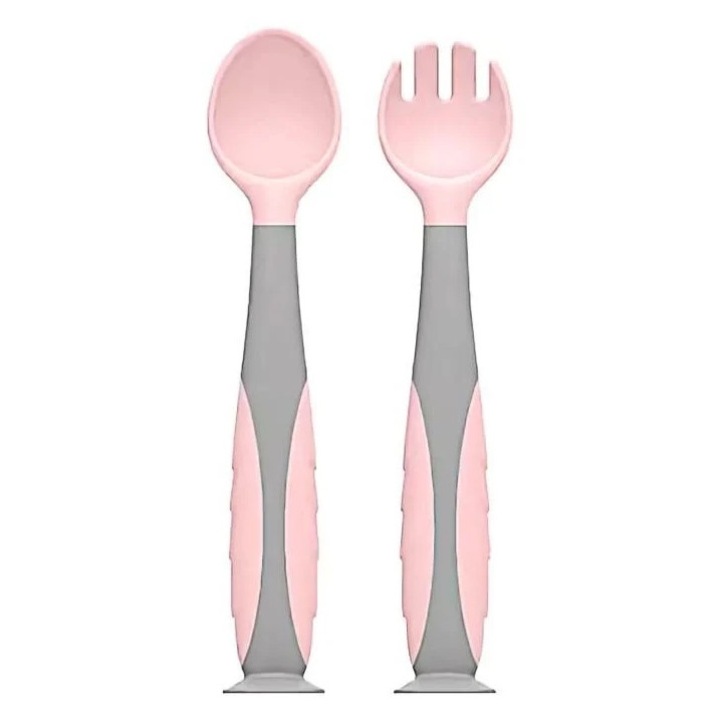 U-Grow kanál és villa evőeszközkészlet, rózsaszín, 6 hónapos kortól, ergonomikus, BPA-mentes