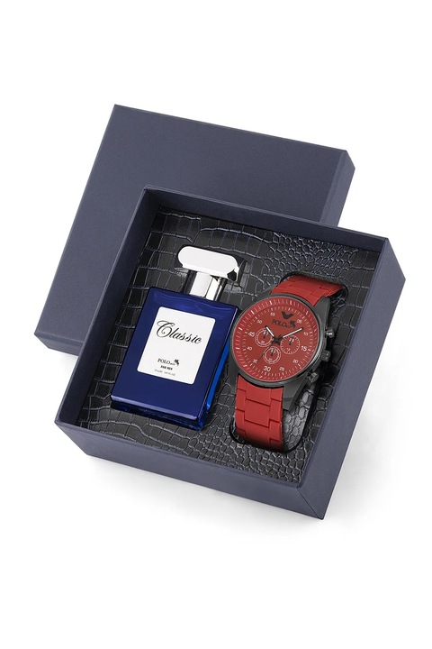 Мъжки комплект, Парфюм и часовник, Polo Air, червен