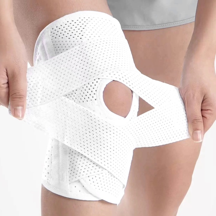 Suport ortopedic pentru genunchi, qipuneky, poliester, curele Velcro ajustabile, 4 stabilizatori laterali, marime 80-120 lbs
