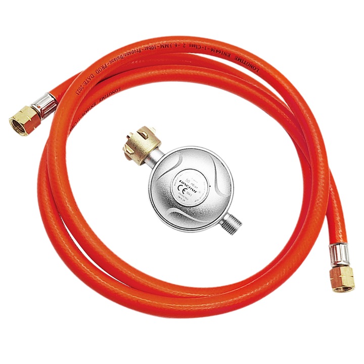 Regulator gaz pentru gratar, qipuneky, cupru/cauciuc, portocaliu