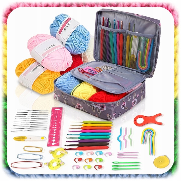 Set de crosetat crosete din fire, cutie cu 58 de bucati - eMAG.ro