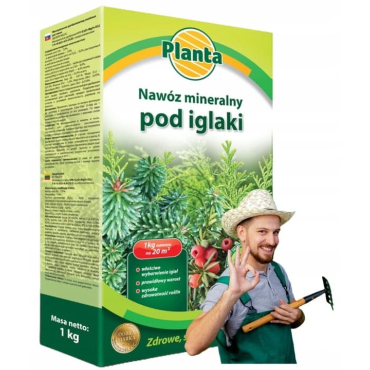 Ingrasamant mineral pentru conifere Planta, 1kg, granulat, 4-13-22, verde sanatos