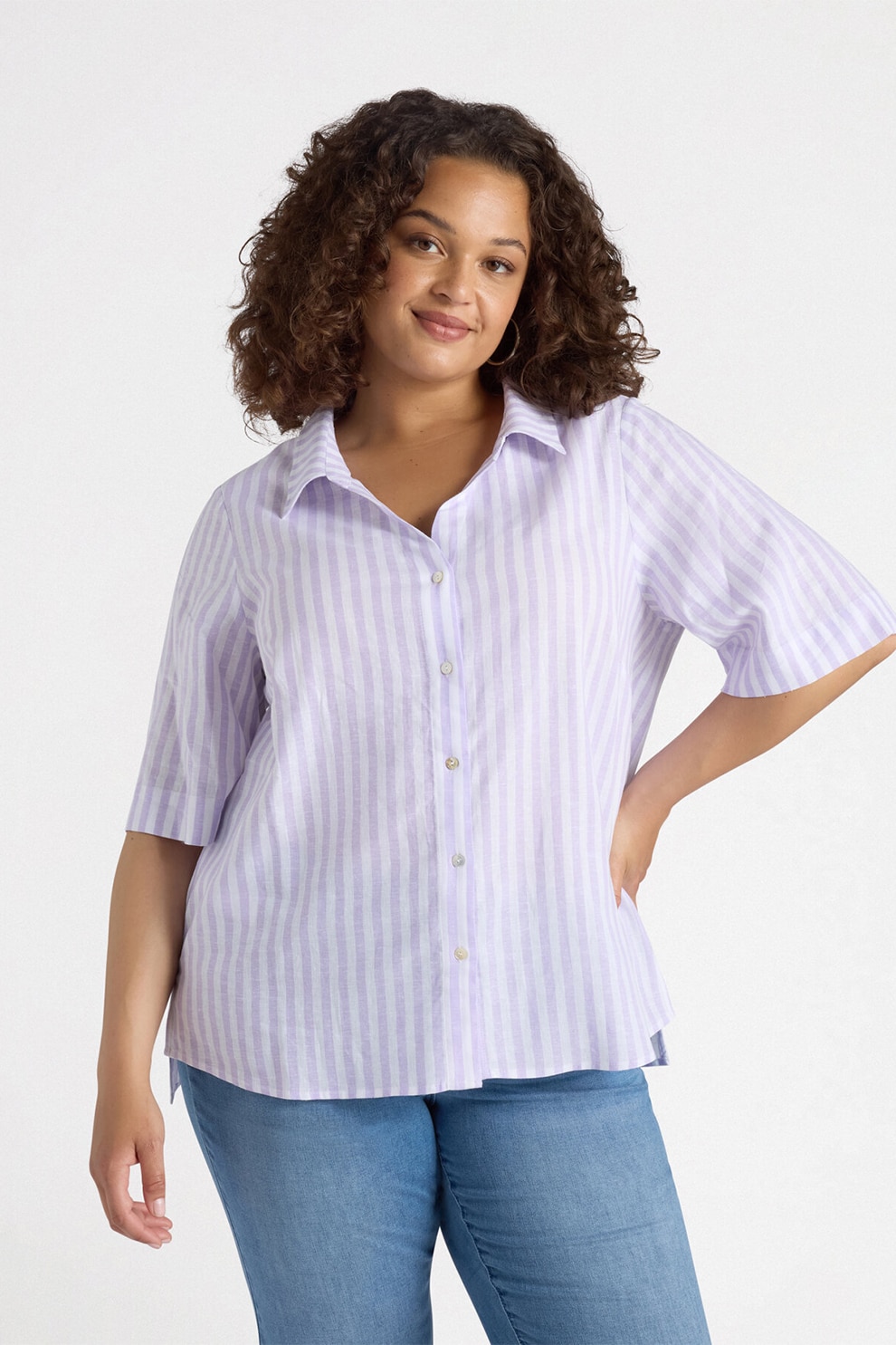 FIORELLA RUBINO, Casama din amestec de in cu model in dungi