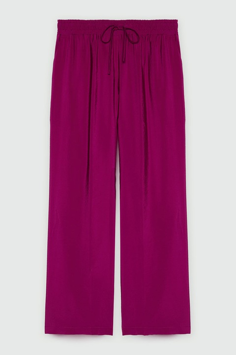 FIORELLA RUBINO, Pantaloni din satin mat cu croiala ampla, Violet tyrian, XL