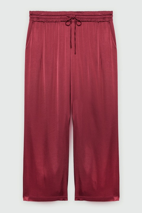 FIORELLA RUBINO, Pantaloni din satin cu croiala ampla, Rosu inchis