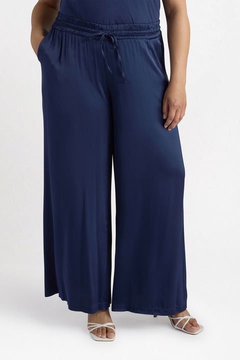 FIORELLA RUBINO, Pantaloni din satin cu croiala ampla, Bleumarin