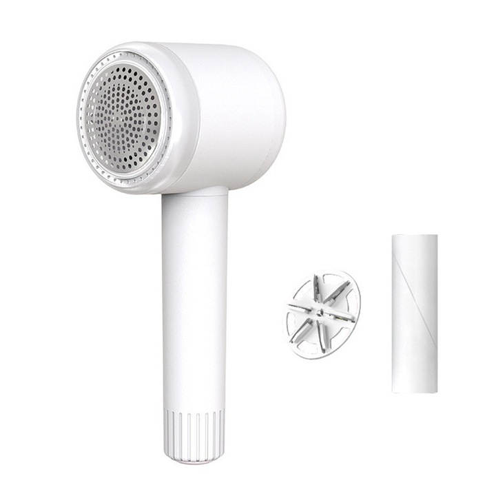 Aparat de curatat scame, portabil, incarcare USB, alb, 6 lame, 800mAH