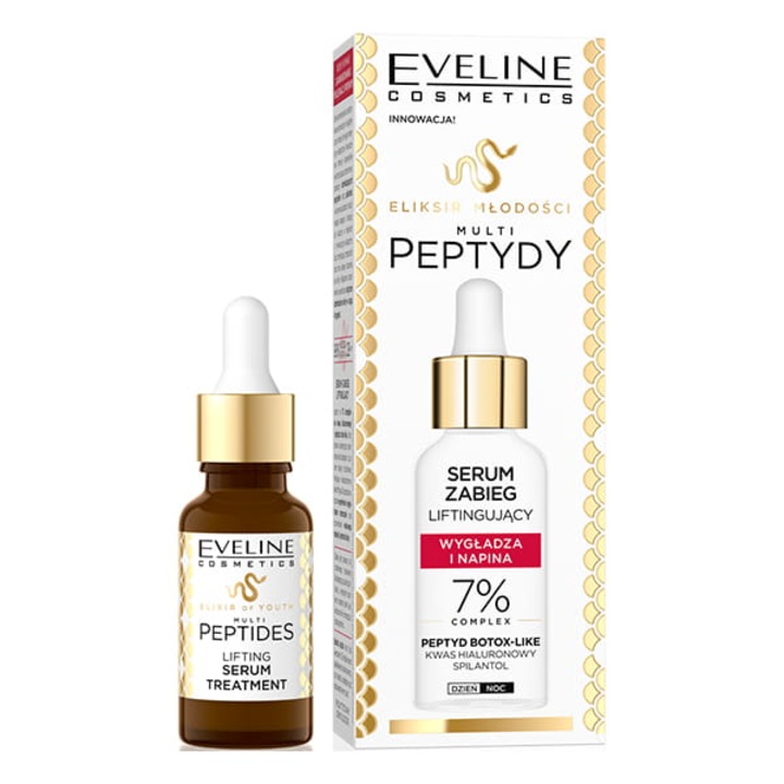 Лифтинг серум за стегнатост, зряла кожа, Eveline Cosmetics Multi Peptides, 18 мл