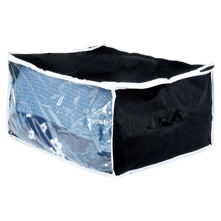 Husa pentru lenjerii de pat, textil, Artemis, 87L, negru, 65x45x30cm