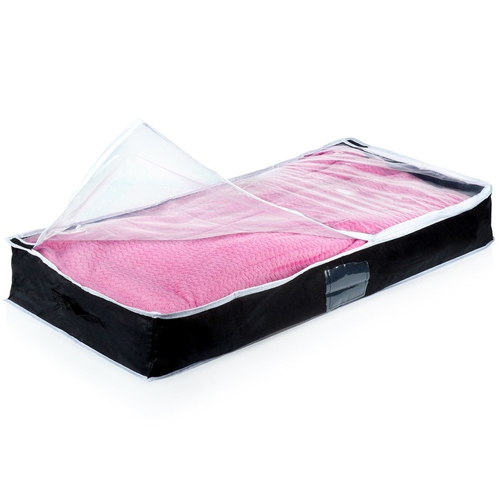 Husa pentru lenjerie de pat, Artemis, 100x45x15cm, negru, 67l