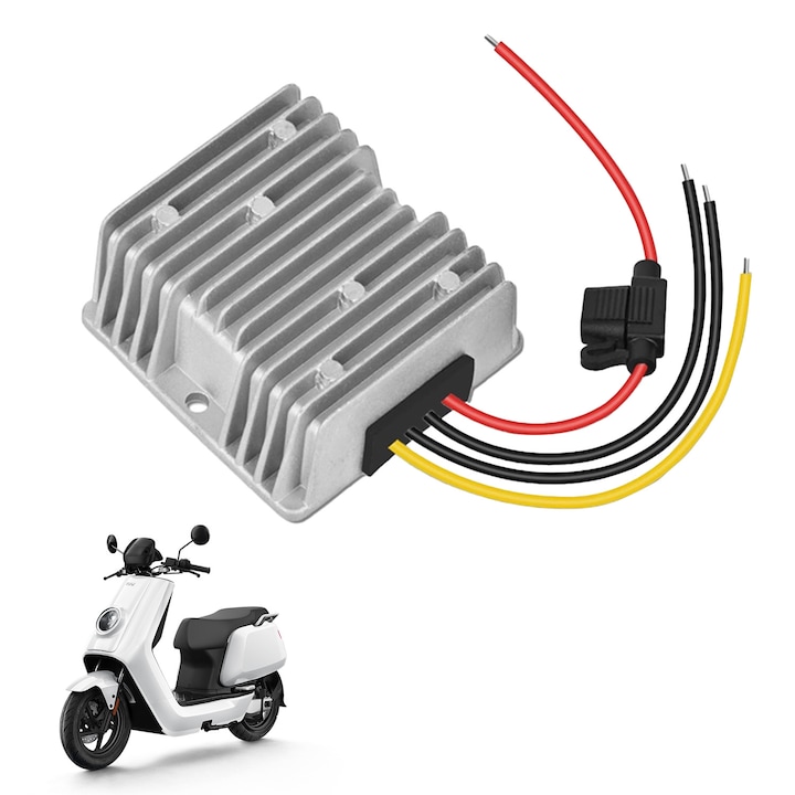 Convertor de tensiune DC-DC, qipuneky, 12V la 24V, 15A, 360W, protectie la apa, dimensiuni mici