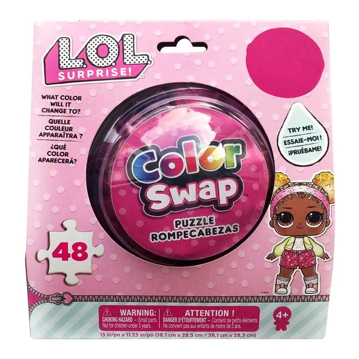 Puzzle Lol 48 piese Spin Master, schimbare culoare, 38.1x28.5cm