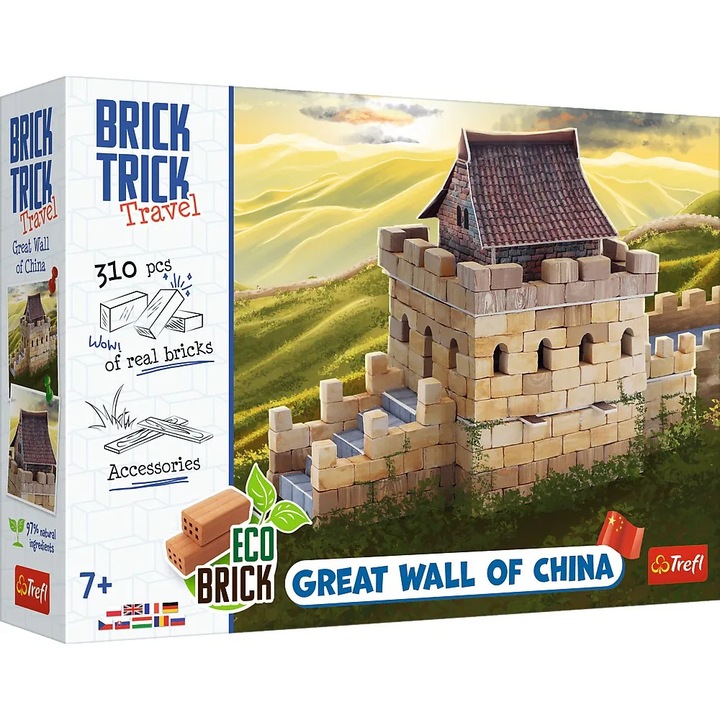 Пъзел за пътуване Brick Trick, Великата китайска стена, 3D, комплект, впечатляващ размер