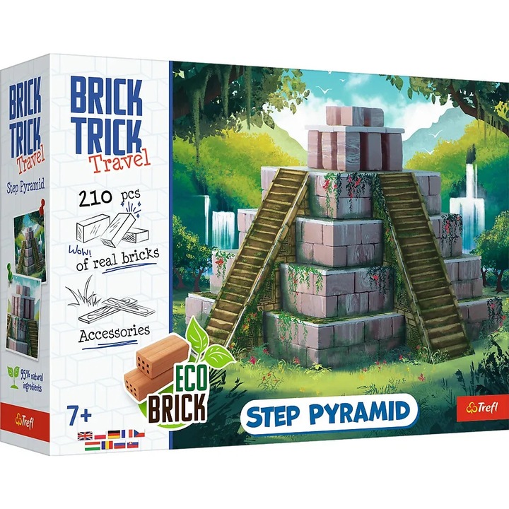 3D пъзел Brick Trick, комплект за изграждане на пирамида, 40x40x10 см, многоцветен