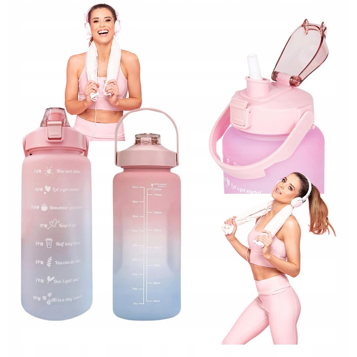 Motivációs kulacs 2L, BPA-mentes, ergonomikus kialakítású, tartós, többszínű