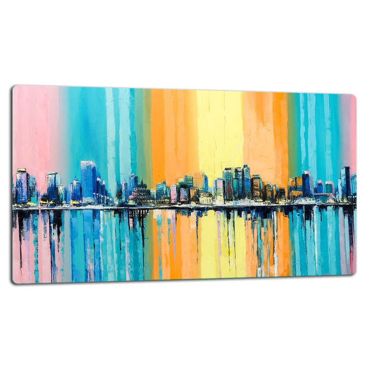 Placa de sticla protectoare 52x30cm, design modern, pentru gatit si taiat, multicolor