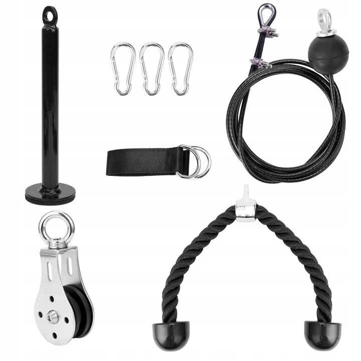 Set accesorii fitness, bara 2cm, coarda 3m, snur, montaj pe tavan sau bara