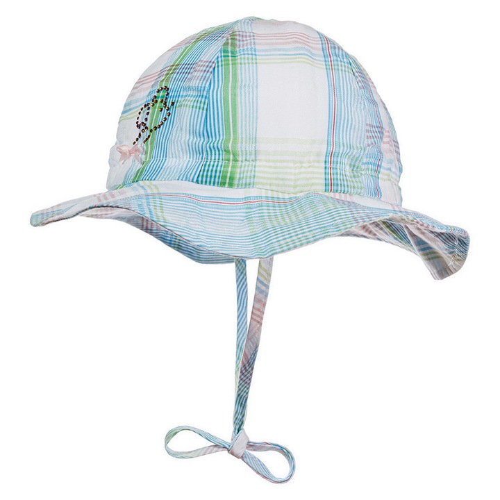 Lányka sapka baba nyakkendővel, elegáns dizájn, pamut, napvédelem