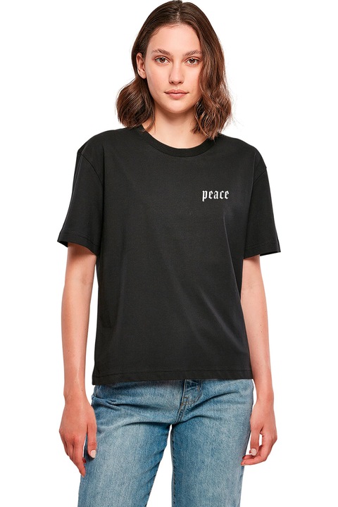 Mister tee, Tricou cu imprimeu foto pe partea din spate, Negru/Gri deschis, XS