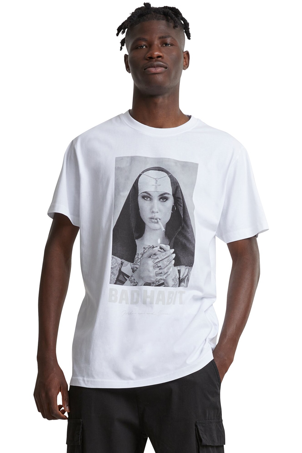 Mister tee, Tricou cu imprimeu foto, Alb, Gri inchis, XL