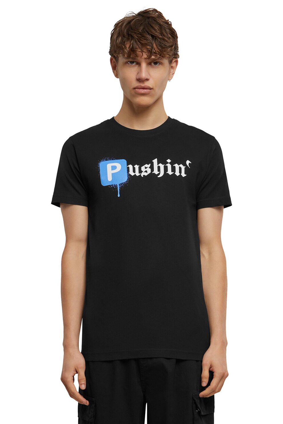 Mister tee, Tricou unisex cu imprimeu text, Alb, Negru, Albastru, M
