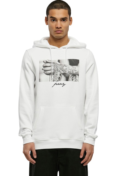 Mister tee, Hanorac cu imprimeu foto, Alb/Gri